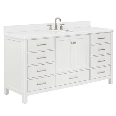 Cambridge 66.25'' Single Bathroom Vanity with Carrara Quartz Top