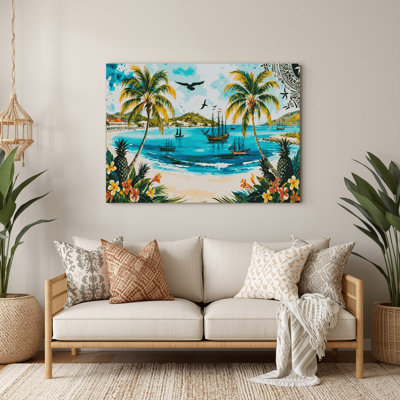 Art mural en métal bleu avec cités Antigua et Barbuda
