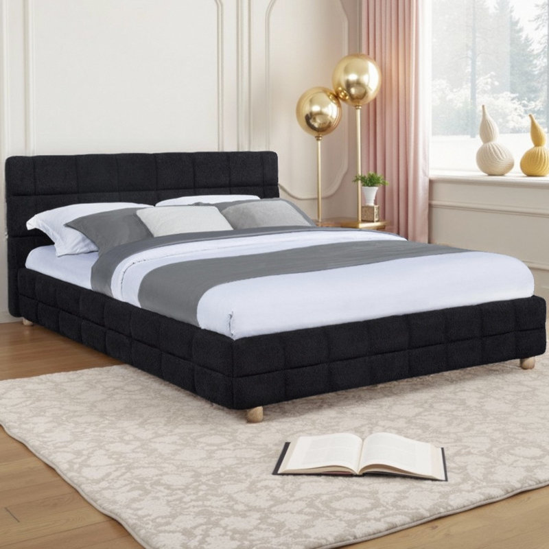 Lit plateforme tapissier Modern, Noir, noir, noir, noir