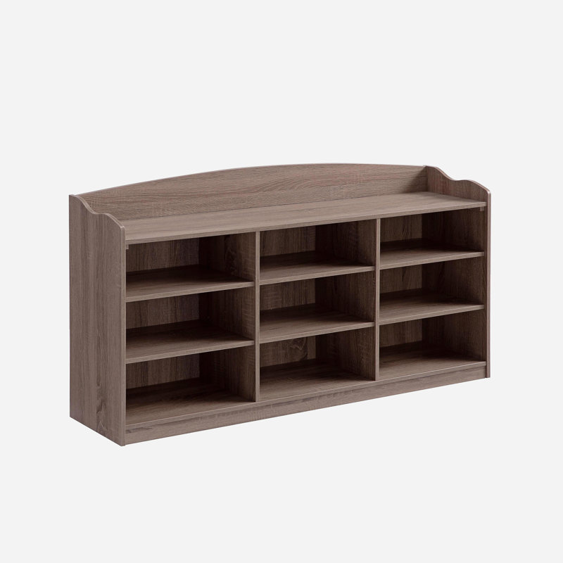 Banc de rangement pour chaussures en bois, neuf tablettes de rangement, rangement pour vestibule