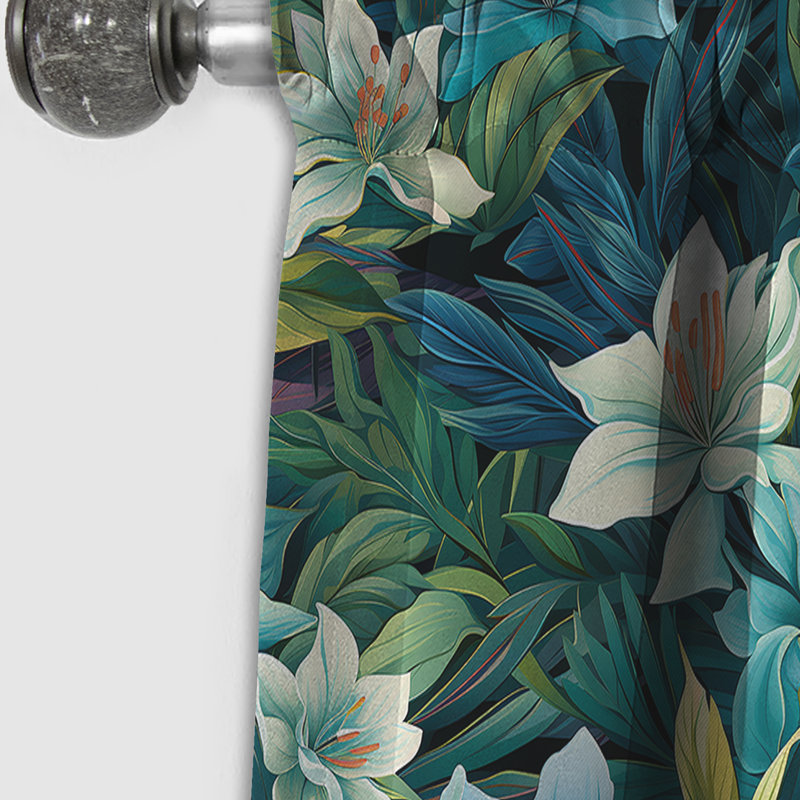 Tropic Mirage Ii - Motif tropical - Rideau floral - Rideau occultant floral - 1 panneau, L 52 po x L 90 po