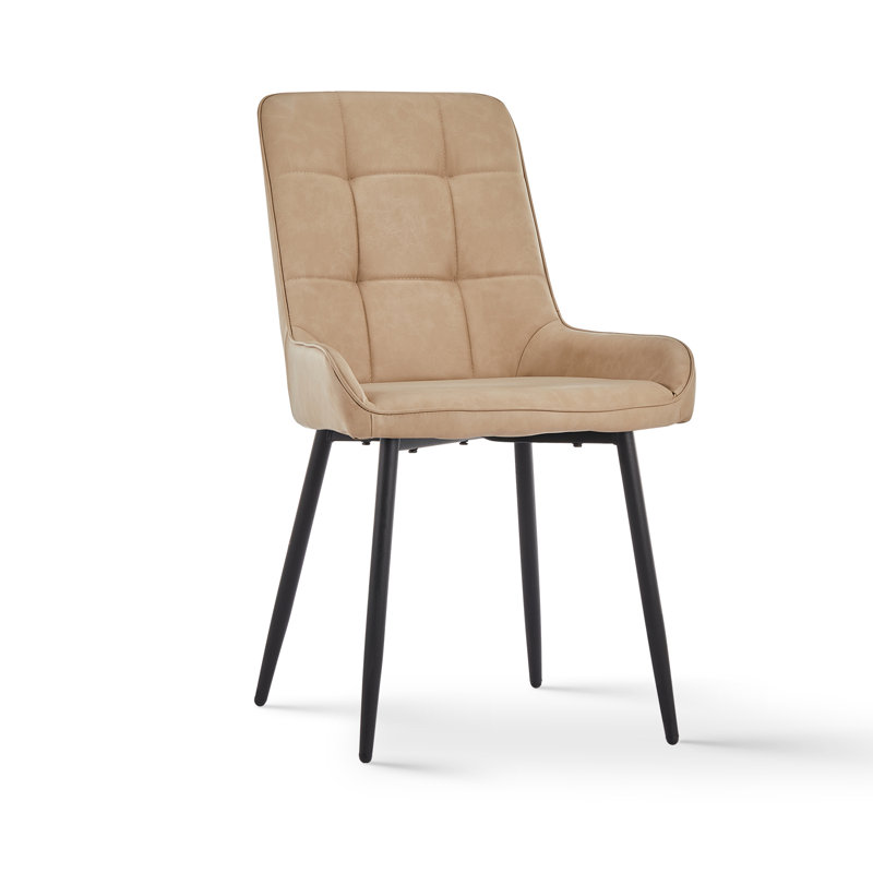 Edelgard Upholstered Metal Upholstered Back Side Chair, Khaki