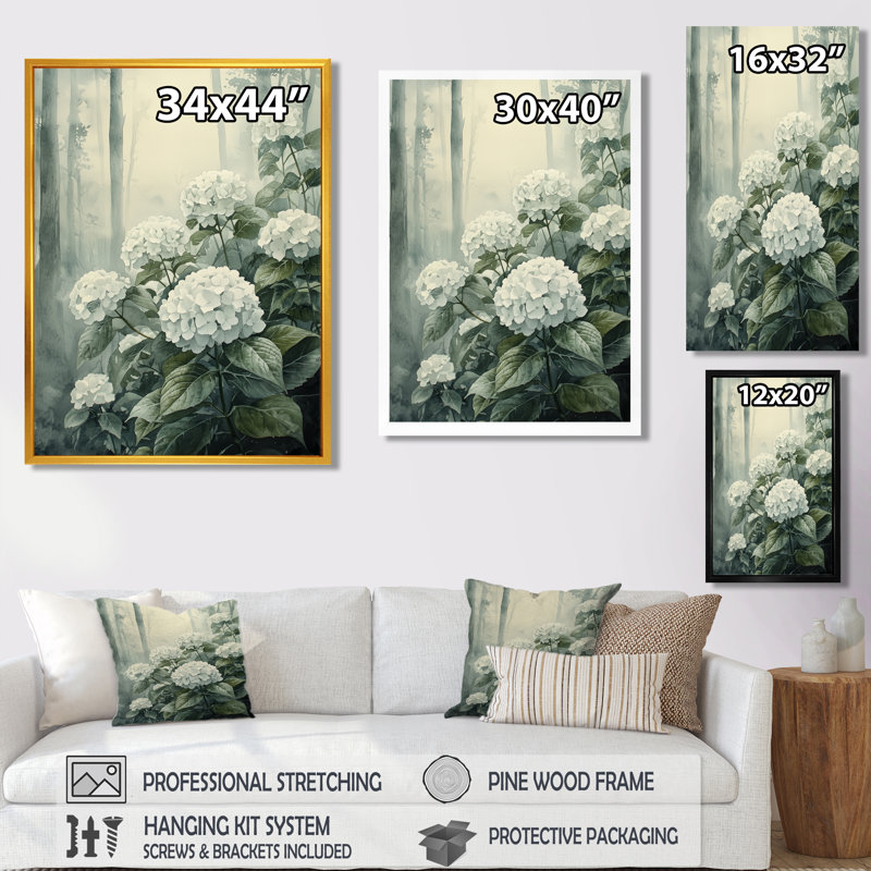 Ballycastle - Floral Wall Art, Black, 20" H x 12" W, Single Picture Framed Print