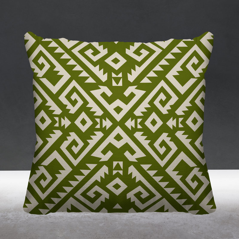 Coussin intérieur / extérieur Chitto Southwestern, L 19 po x H 19 po, Chartreuse