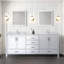 Meuble-lavabo double blanc 80 po X P 22 po D, dessus en marbre de Carrare et ensemble de robinet-117978741