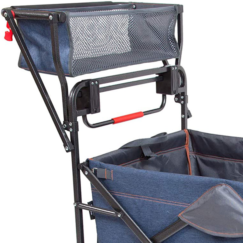 Blue Heavy-Duty Collapsible Push-Pull Utility Wagon