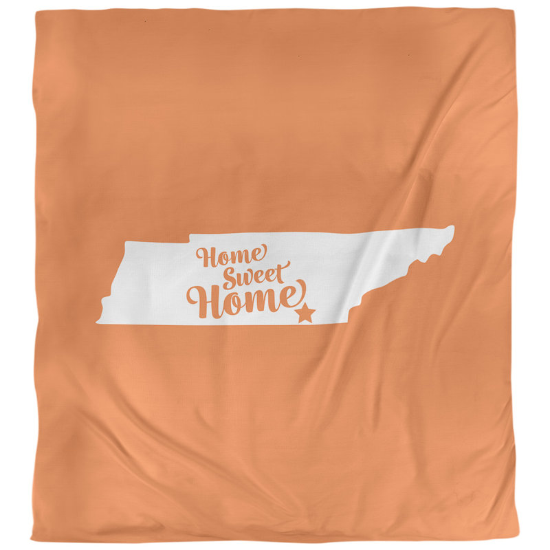 Housse de couette réversible simple Home Sweet Chattanooga, Polyester brossé, Housse de couette pour très grand lit, Orange