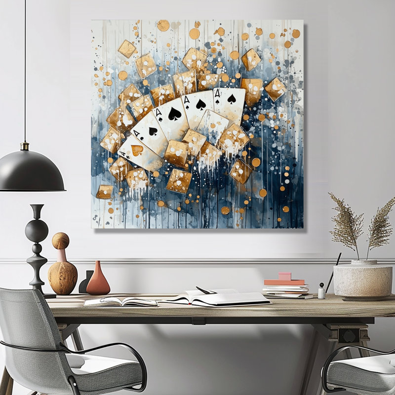 Casino Modern Baccarat Cards III - Entertainment Metal Wall Art, Casino Metal Print, 29" H x 29" W