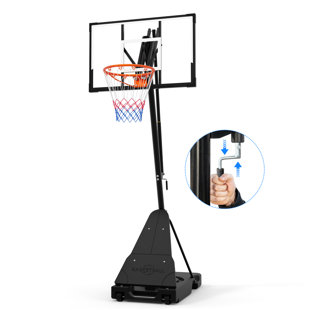 Basketball Hoop Outdoor  Shatterproof Pc Backboard, 4.36-10Ft Stepless Adjustable Height Basketball Hoop Goal System, Portable Basketball Hoops With Wheels For Kids/Teens/Adults