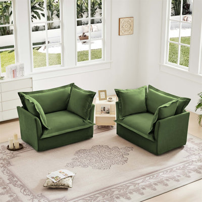 Comfortable and Stylish Set of 2 Armchairs with Soft Pillows and Chenille Fabric for Various Rooms, Ideal for Relaxation and Socializing