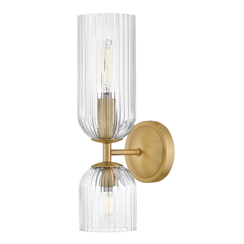 Refined Two-Light Ribbed Glass Bath Vanity Sconce, Clear