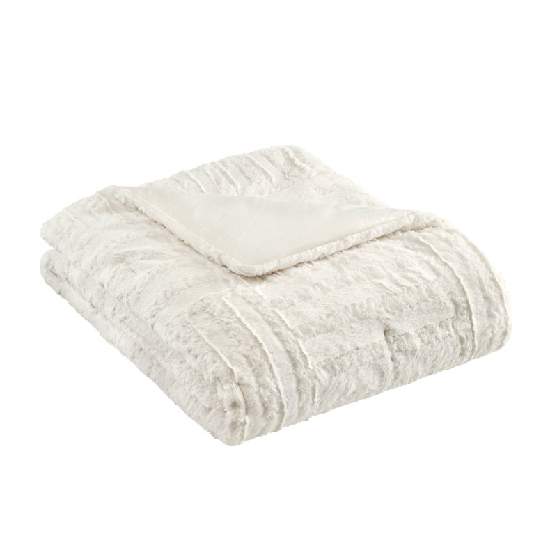 Jeté en duvet synthétique ultra moelleux Arctique Larkin, Ivoire