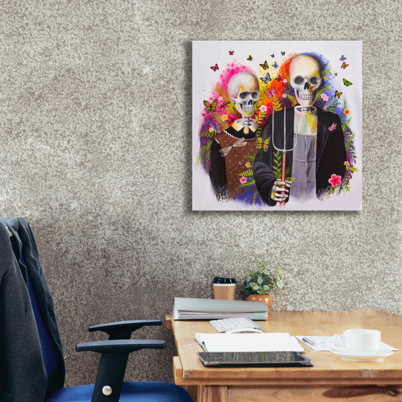 Epic Graffiti 'American Gothic Bones'  by Ivan Negrete Canvas Wall Art, 26" x 26", 26" H x 26" W