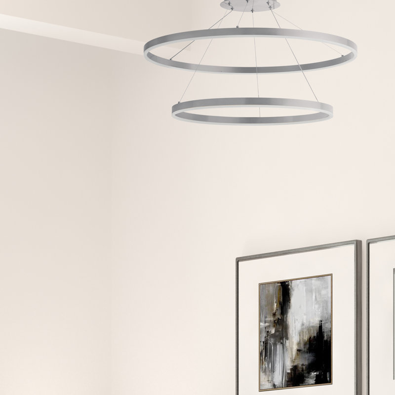 Lustre 97W argent avec diffuseur en acrylique blanc, Argent