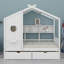 Lit maison avec tiroirs, tablette de rangement-1865102783