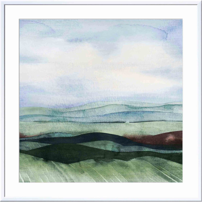 «Jeweltone Ridges I» par Grace Popp - peinture encadrée, Blanc, H 32 po x l 48 po