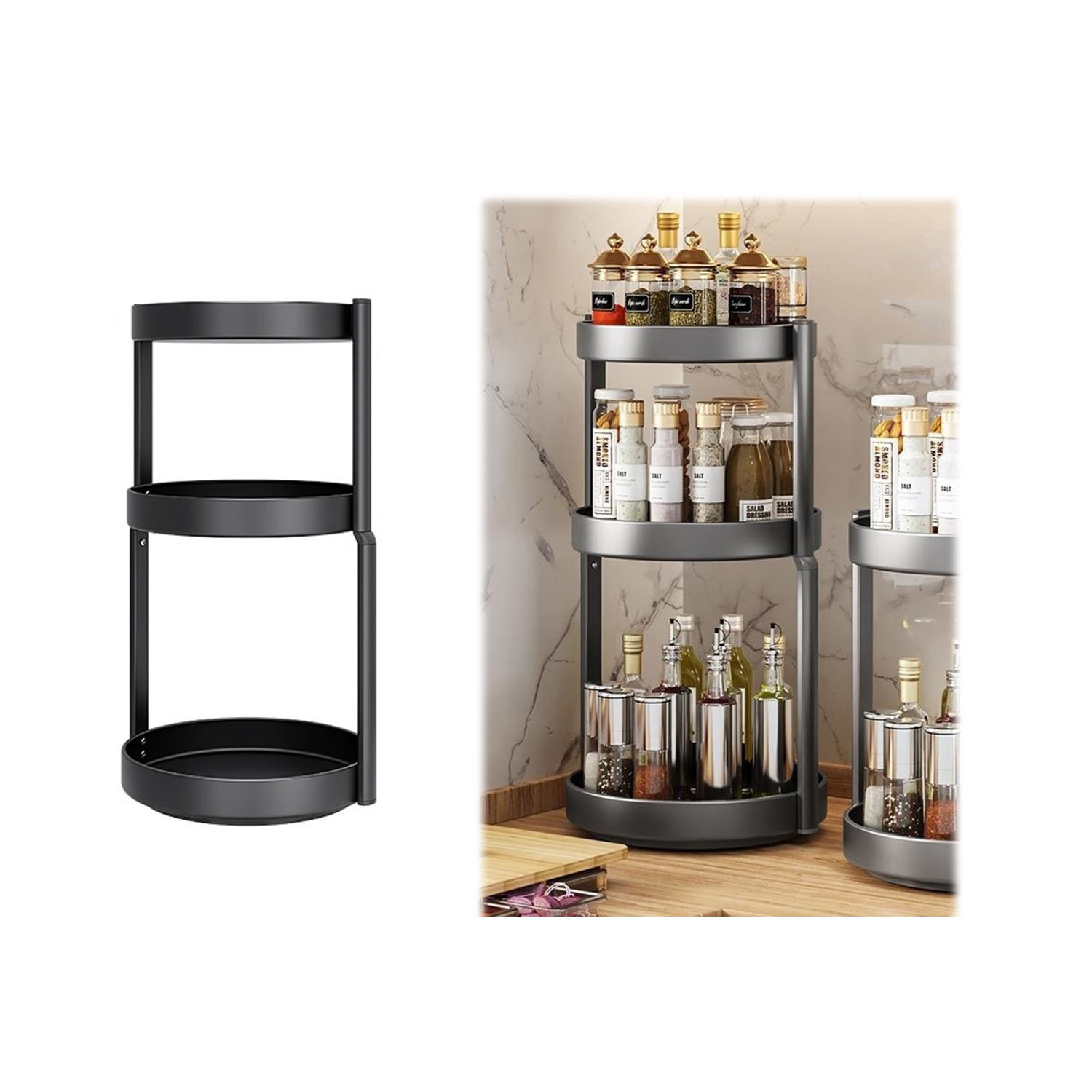 Turnable Spice Rack Belfry Kitchen 3 Tier Round Turntable Seasoning Spice Rack Storage ...
