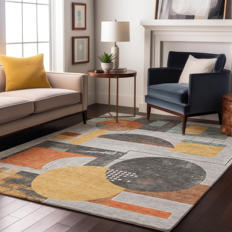 Premium Machine Washable Mehara AMF1695 Geometric Rug, Rectangle 3' x 5'