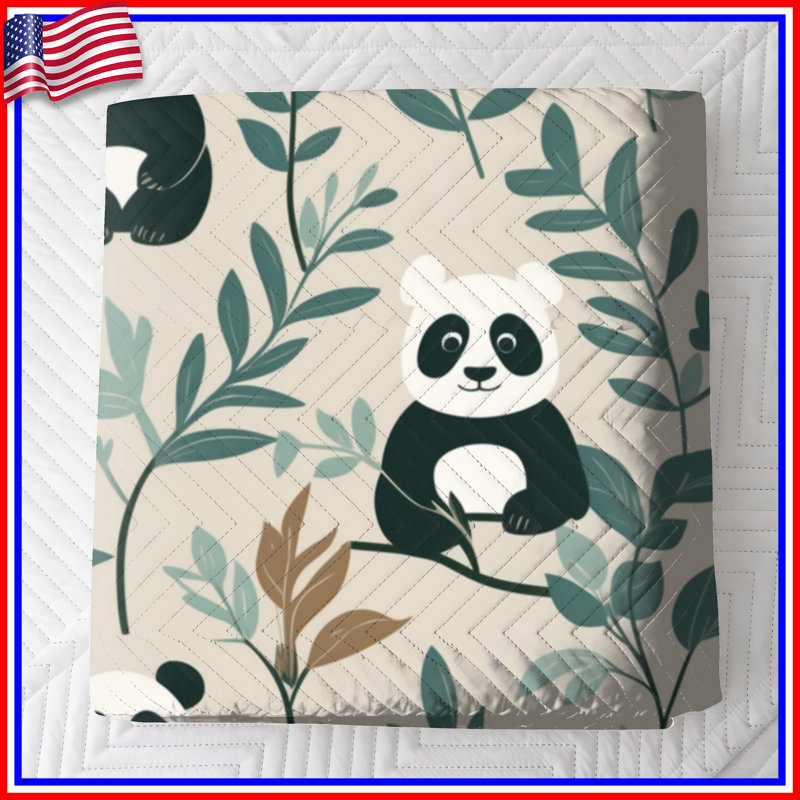 Panda and Leaves Bedding Panda, couvre-lit animal, Grand lit