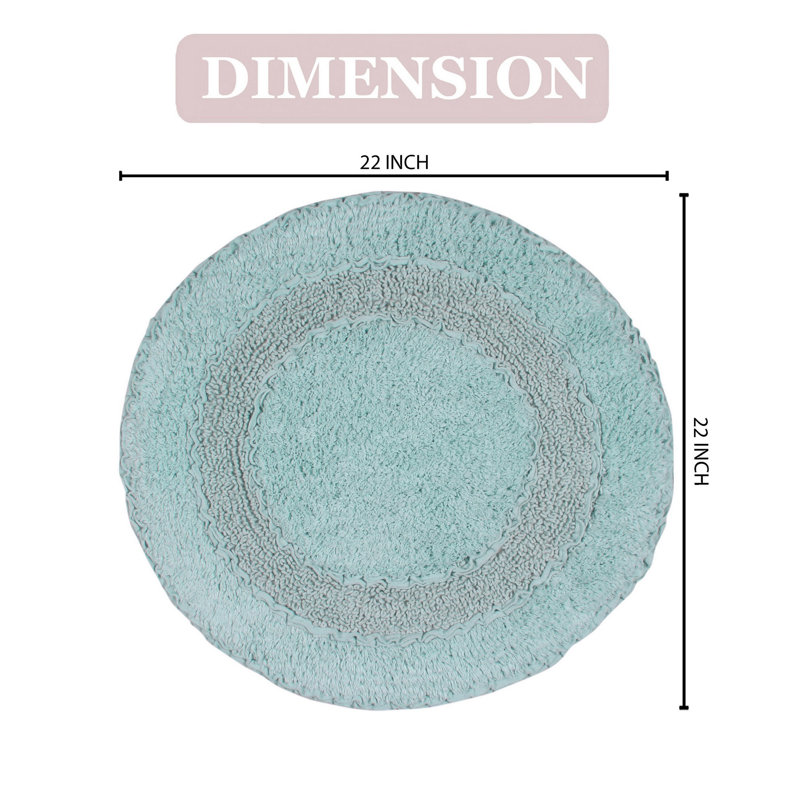 Plush Cotton Round shape bath Rug, Sky Blue, 22"W x 22"L