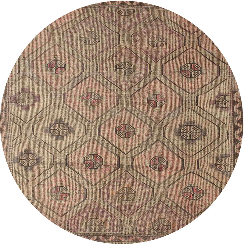 Tapis en vert clair/gris clair contemporain, Rond 4 pi