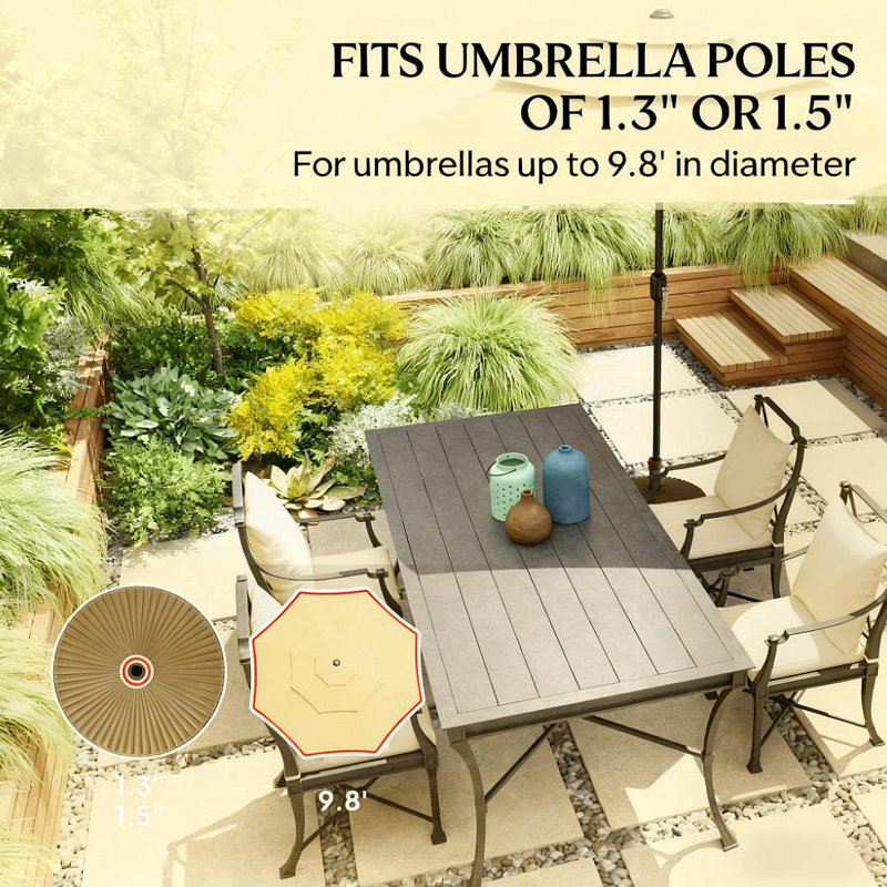 Umbrella Base,Round Patio Umbrella Base Holder,Heavy Duty Outdoor Umbrella Stand Base, Brun