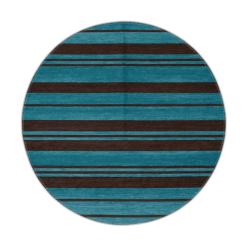 Tapis intérieur / extérieur brun HorizontalStripes, Rond 5 pi