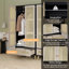 Armoire-penderie haute 70,8 po avec 2 portes en rotin et 1 tiroir