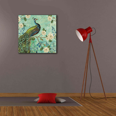 «Peacock Arbor V Blue» par Sue Schlabach, estampe numérique sur toile