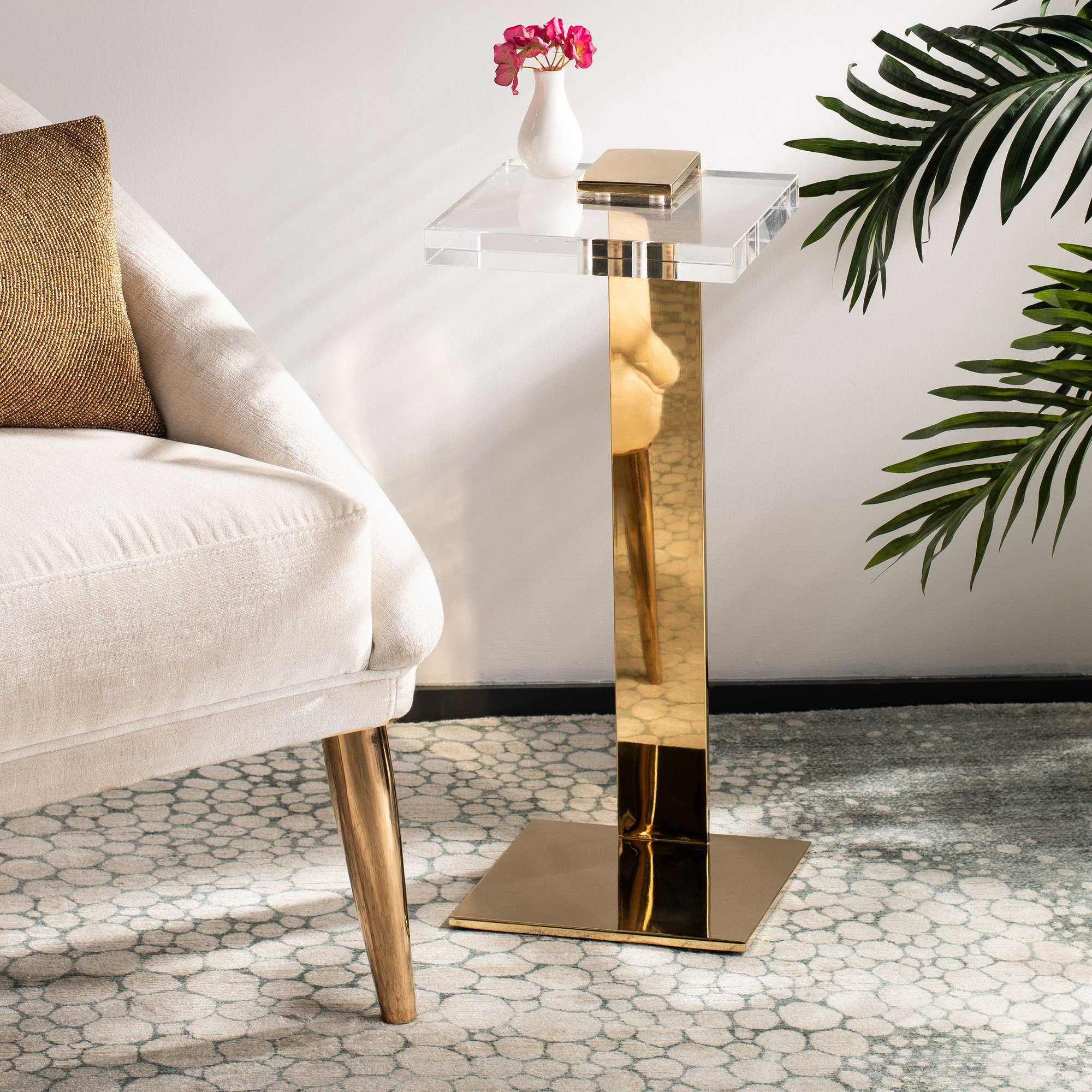 O'Hara End Table, Clear, Gold