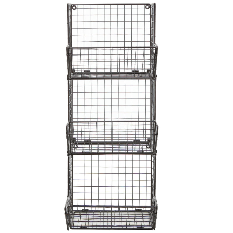 Botalla Wall Storage Organiser with Wall Baskets, Brown