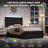 Modern Faux Leather Bed Frame with Upholstered Headboard and LED Lights-1097430514-1097430515