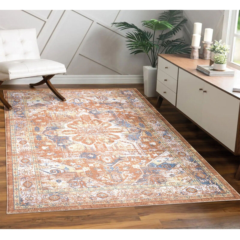 Bickart Floral Area Rug, Rectangle 60 x 110cm