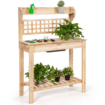 Maida Fir Wood Potting Bench