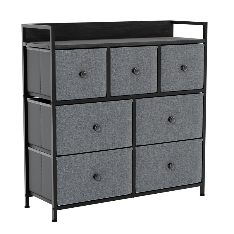 Chorley 7 Drawer Fabric Drawer Chest UKFR Certified, Grey/Black