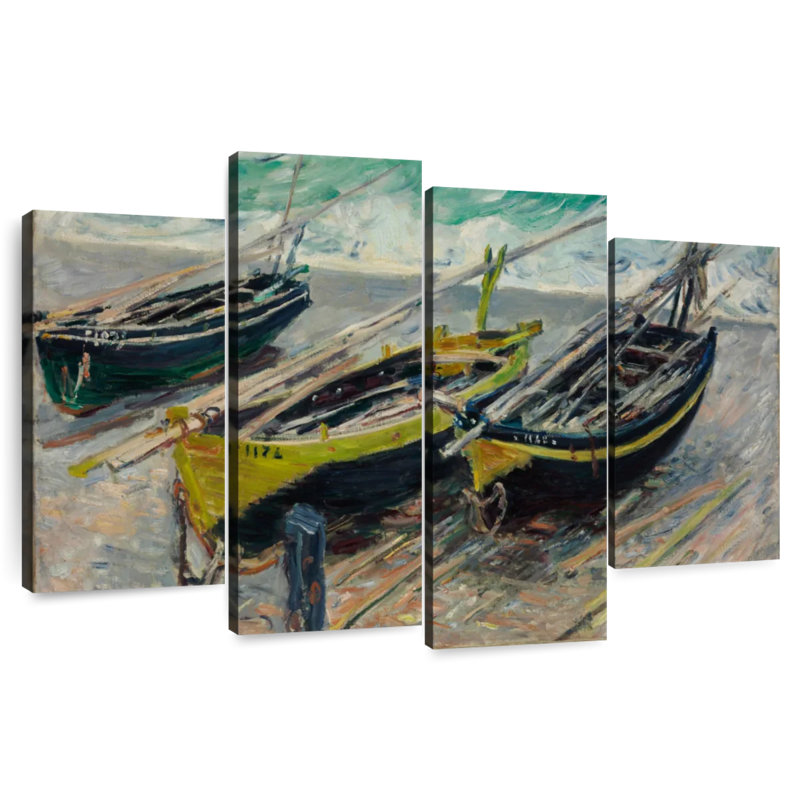 Trois bateaux de pêche Mehar 1886, H 42 po x l 68 po