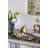 47X15.5X31 Rectangular Console Table With Elegant Floral Design And Mirrored Silver Finish, Perfect For Enhancing Home Decor