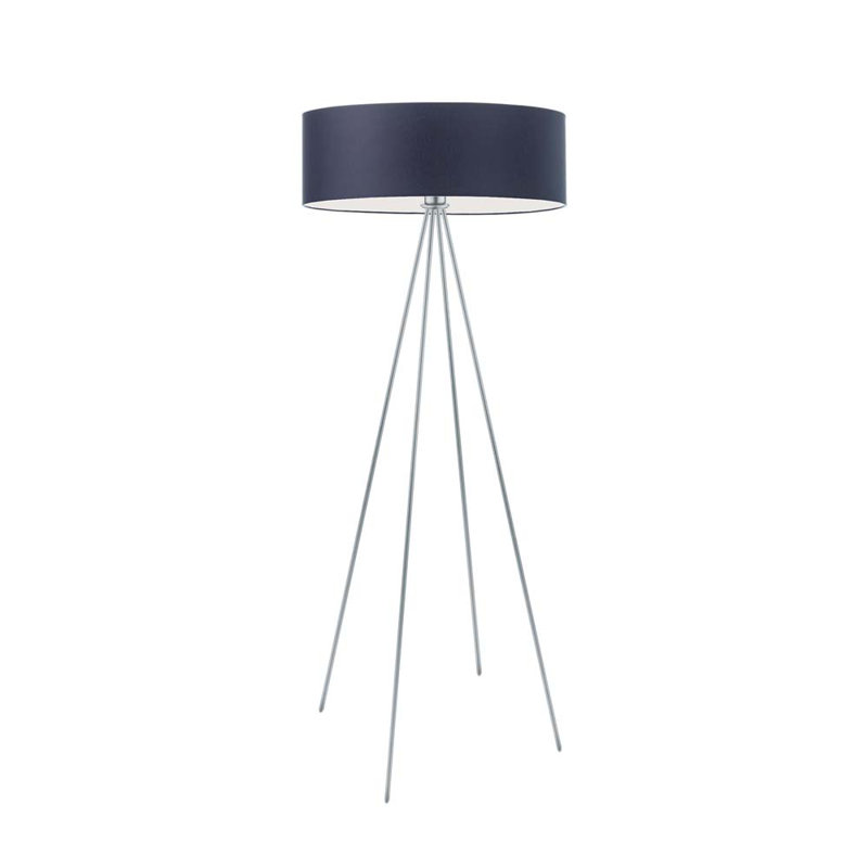 Arnesha 157cm Traditional Floor Lamp, Silver, Navy Blue