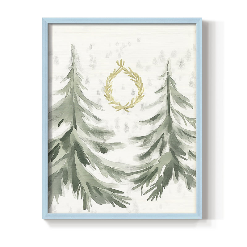 Christmas Holiday Art CCCLXXII Framed Print - Solid Wood, 21" H x 17" W, Blue