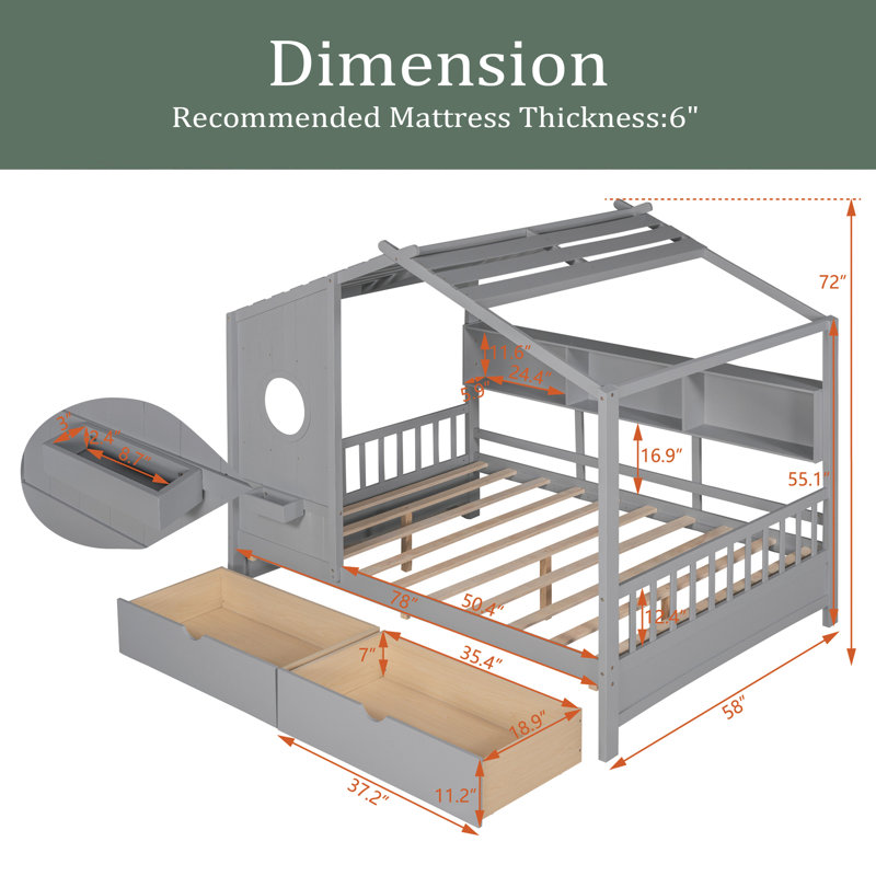 Olgrah Daybed, Gray, Full