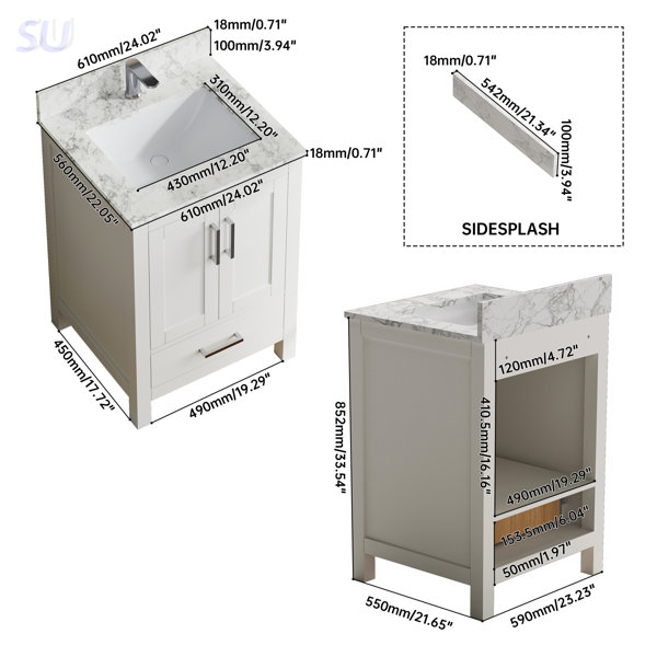 Latitude Run® 29-Inch Bathroom Vanity With Sink, Durable Wooden Storage ...