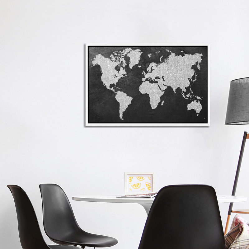 Grey Map by Natasha Wescoat - Gallery-Wrapped Canvas Giclée on Canvas, 101.6 cm H x 66.04 cm W, White Framed
