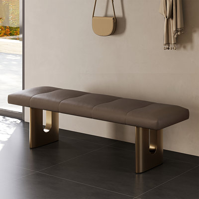 Banc long en cuir brun pour la chambre à coucher et le vestibule