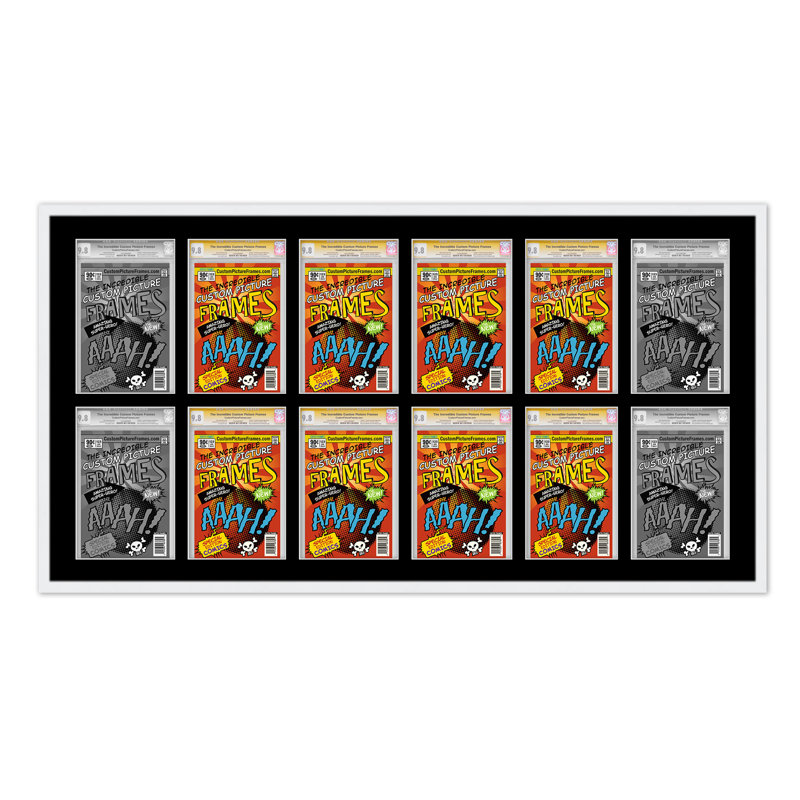 Wood Picture Frame with Mat, 8.125" x 13", Black/White