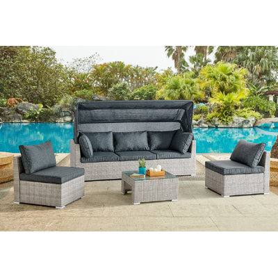 Bethalto Rattan 5 - Person Seating Group with Cushions