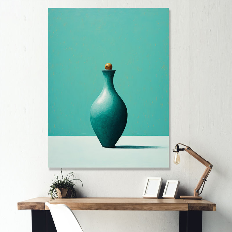 Tenpin turquoise sur toile, H 44 po x l 34 po x P 1,5 po, Toile tendue