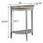 Console demi-lune grise avec tablette pour rangement de style rustique