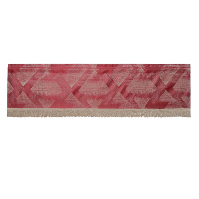 Pacifica Geometric Pattern, Polyester Jacquard with Fringes, Burgundy , 60 Inch x 18 Inch, Straight, Decorative Window Treatment Rod Pocket Curtain Straight Valance