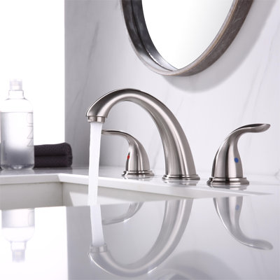 Widespread Bathroom Faucet with Drain Assembly