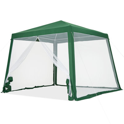 Pop Up Canopy Tent 10x10ft – Waterproof Outdoor Gazebo, Easy One-Push Setup, Mesh Mosquito Netting Side Walls, Ideal for Camping, Patio, Backyard, Deck, Parties, Events